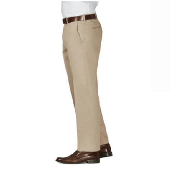 Haggar Men's Work To Weekend Khaki Flat Front Pant Classic Fit 40W X 29L - Picture 3 of 12